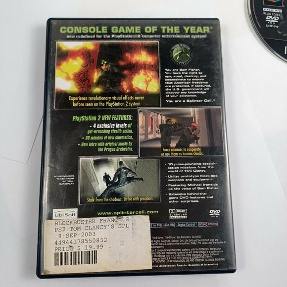 Splinter Cell Tom Clancys Black Case PS2 Game/Booklet *MINOR WEAR - Picture 3 of 14